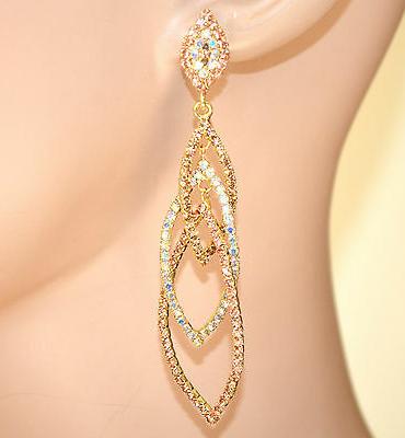 orecchini oro rosa ambra donna strass lunghi