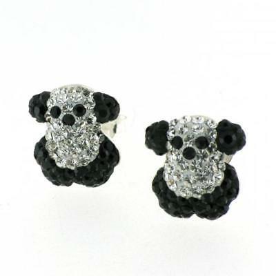 orecchini orsetto argento 925 swarovski bianco nero