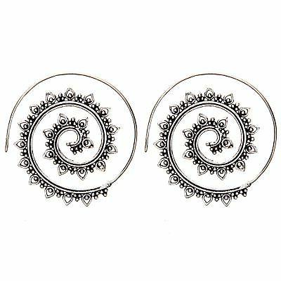 orecchini ottone argento goccia dotwork spirale etnici