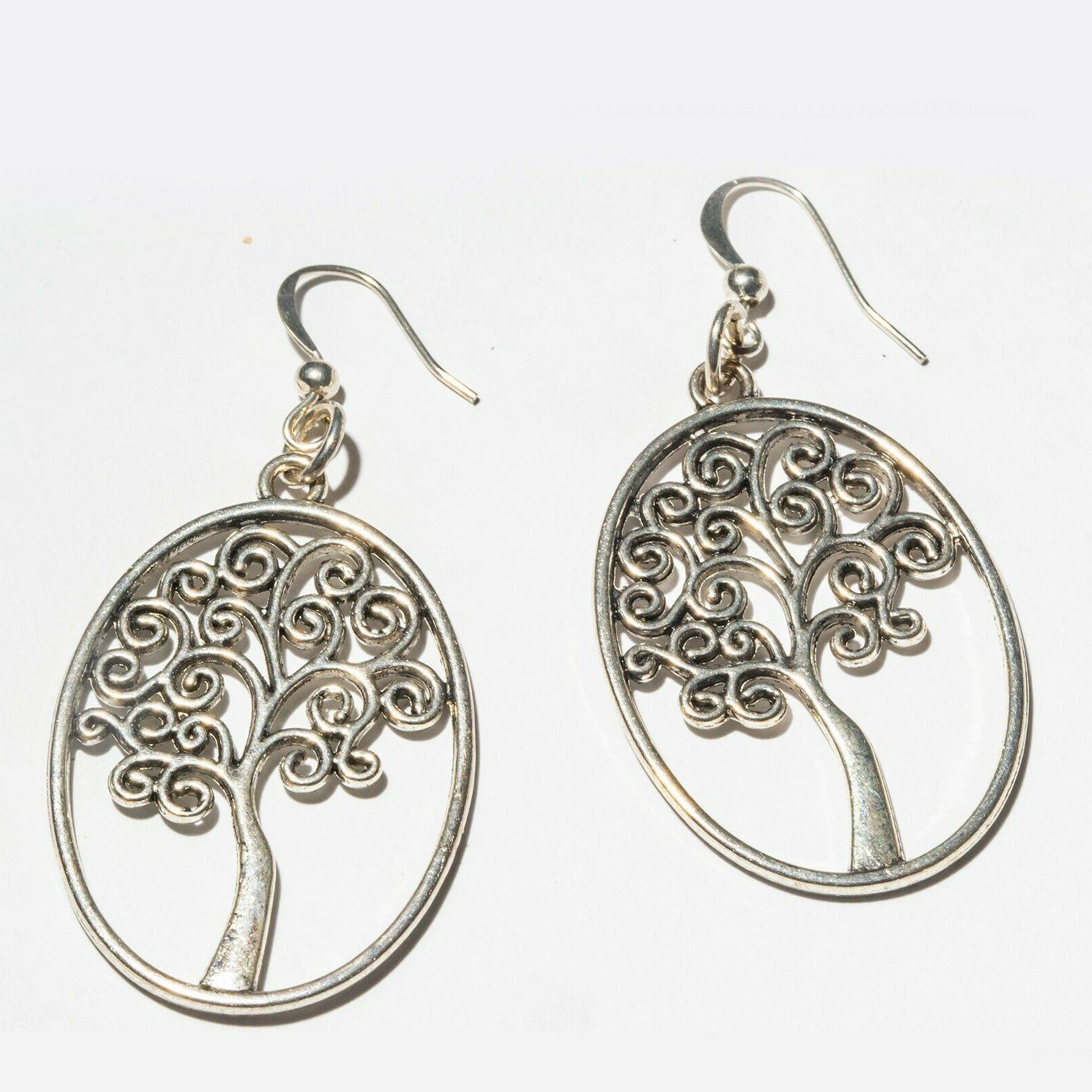 orecchini ovale donna pendenti ciondolo albero della