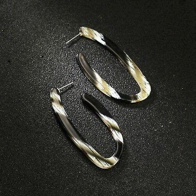 orecchini ovale irregolare motivo tartaruga marrone bianco