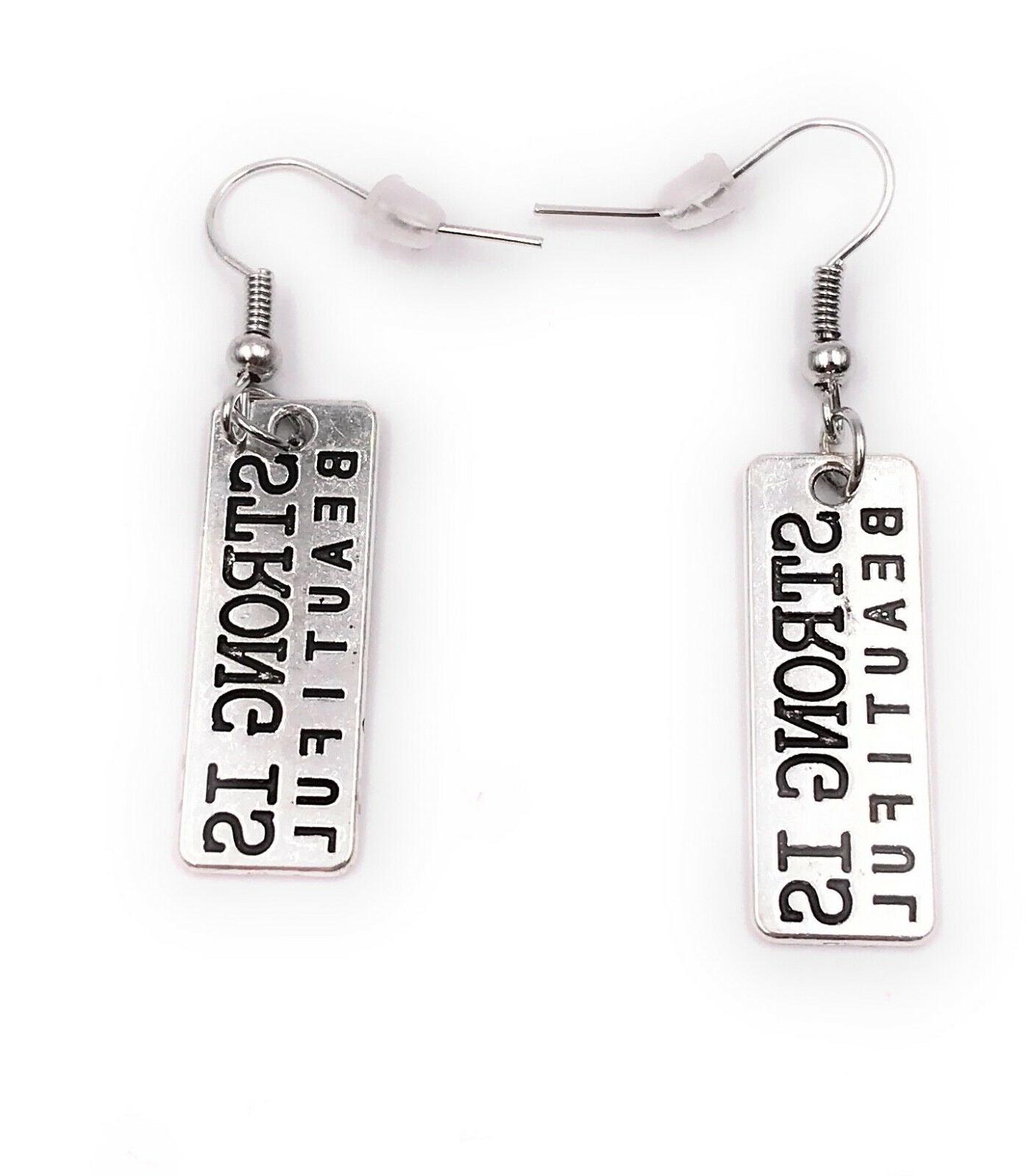 orecchini paio strong is beautiful scritta peso