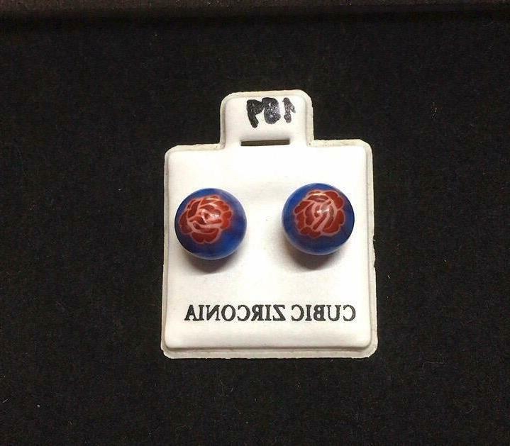 orecchini palline blu rose