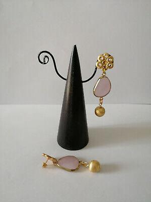 orecchini pendente cristallo rosa sfera perno e