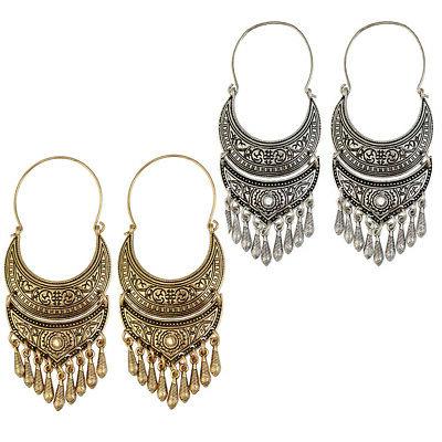 orecchini pendenti a cerchio intagliati luna antica