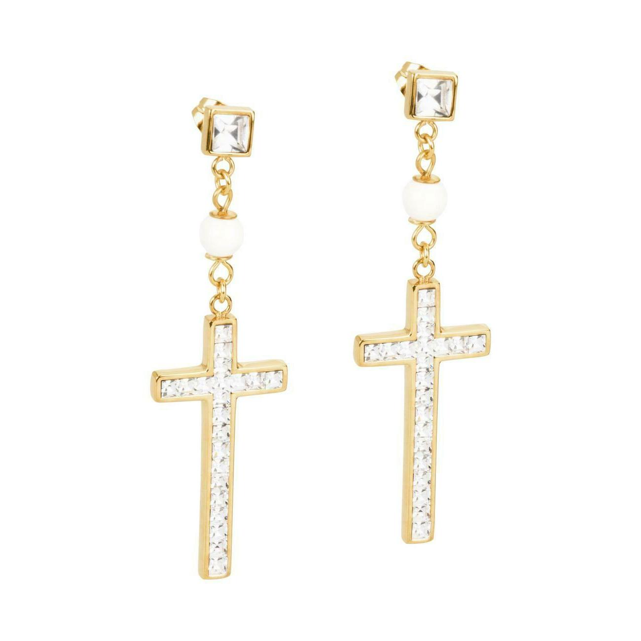 orecchini pendenti a forma di croce in