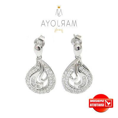 orecchini pendenti a goccia con pave di