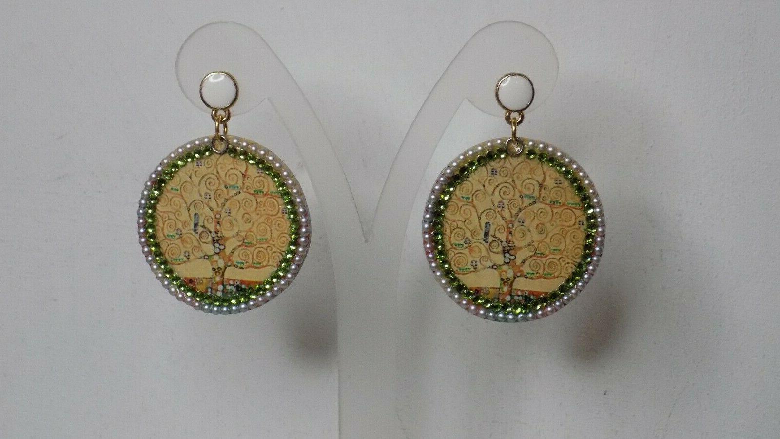 orecchini pendenti albero della vita klimt swarovski