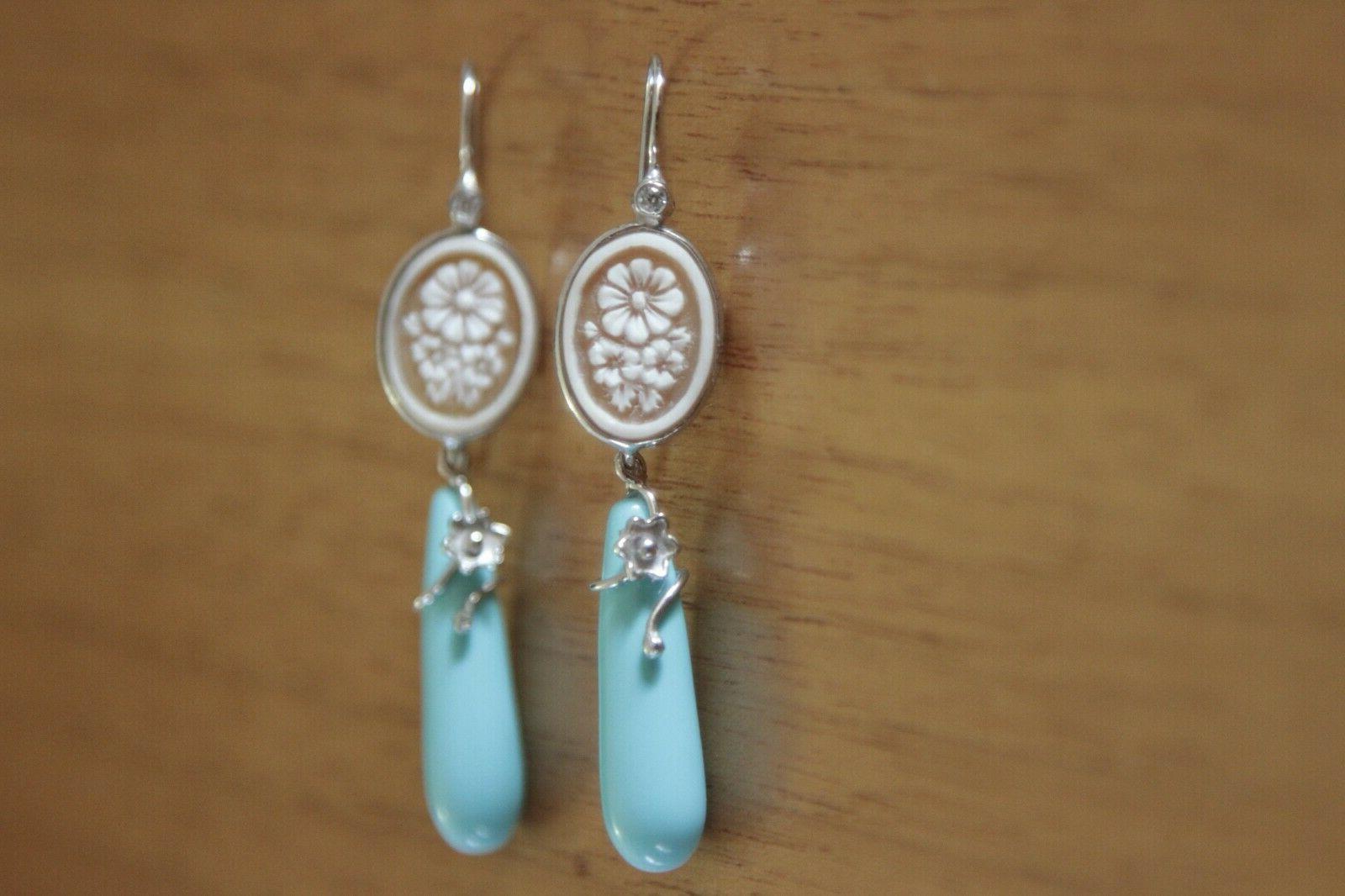 orecchini pendenti argento 925 cammeo inciso a