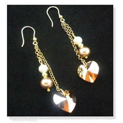 orecchini pendenti argento 925 cristalli perle swarovski