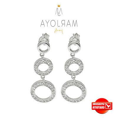 orecchini pendenti con cerchi di zirconi bianchi