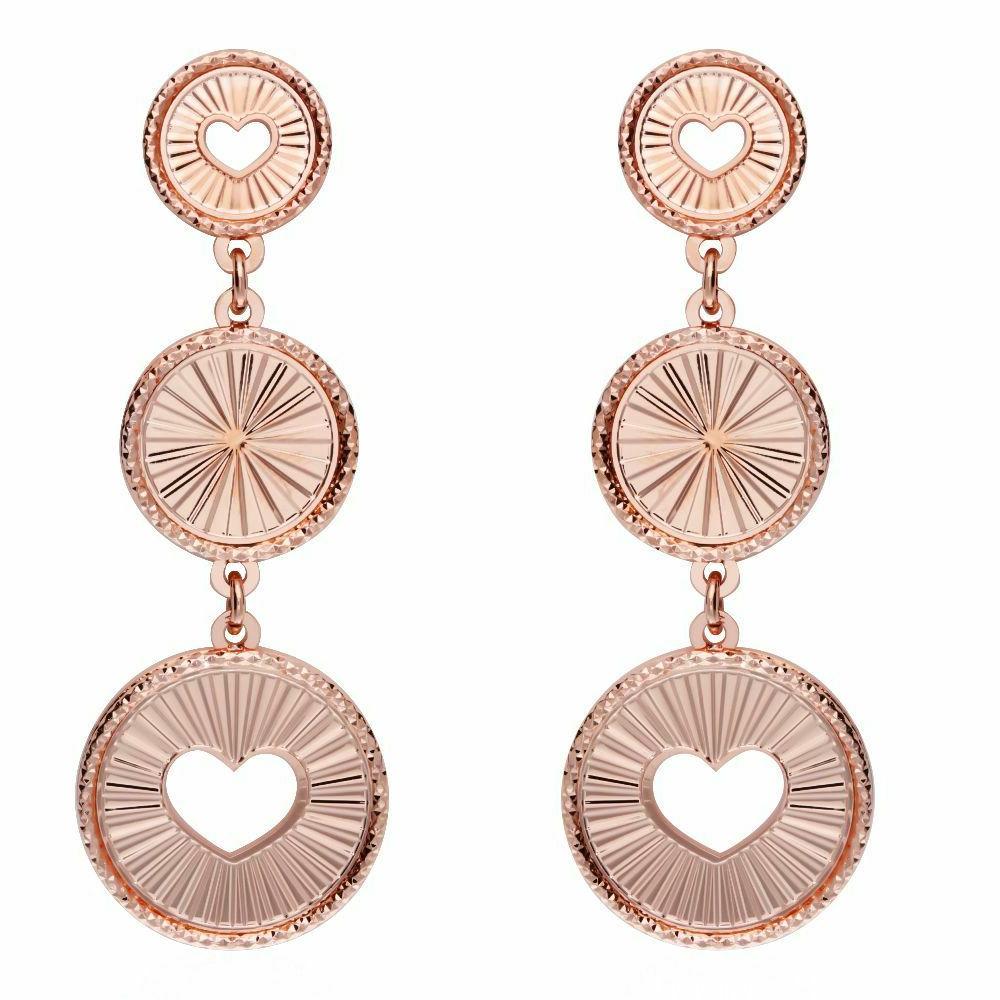 orecchini pendenti con cuore in bronzo rosa