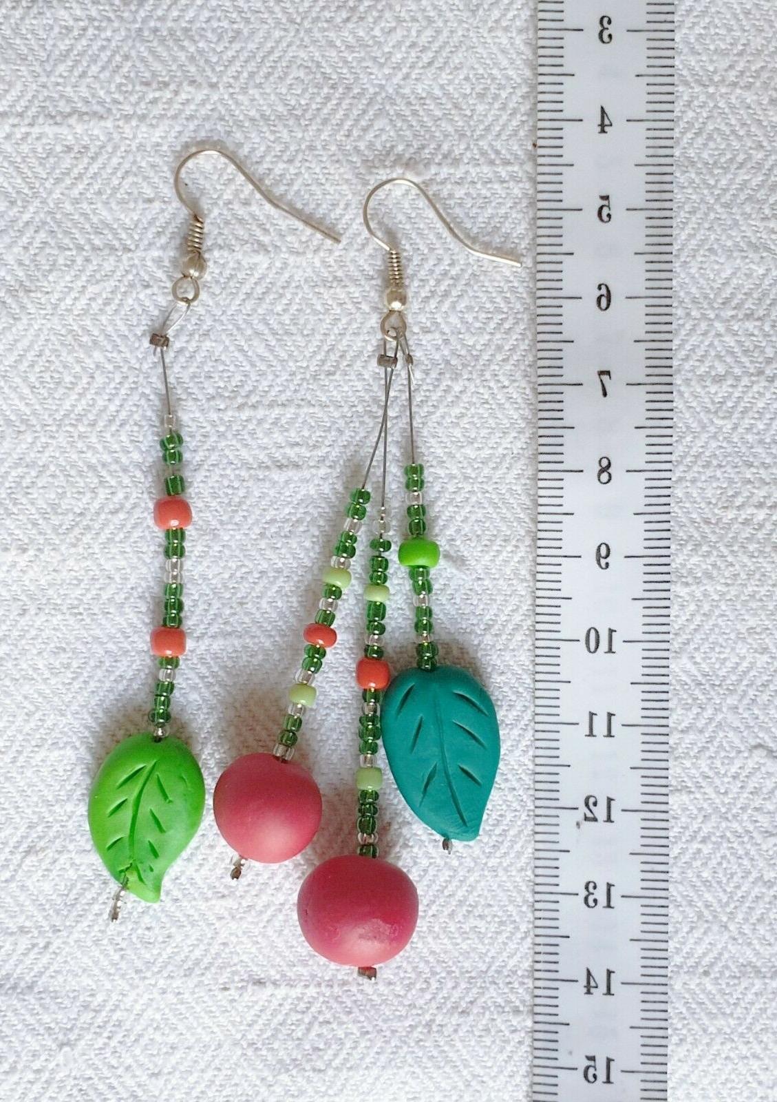 orecchini pendenti con perno ciliegie in fimo