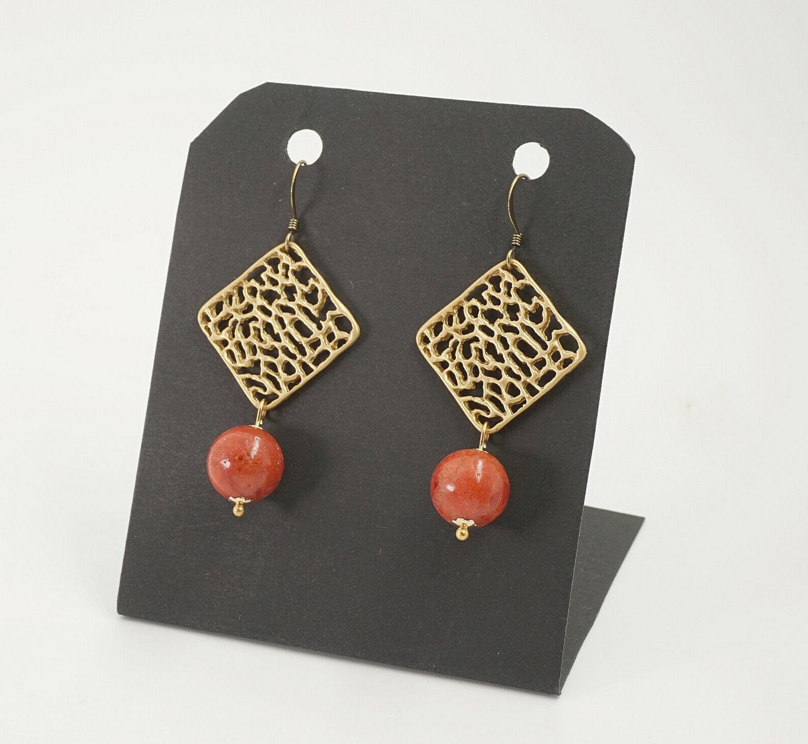 orecchini pendenti corallo madrepora rossa zama dorata