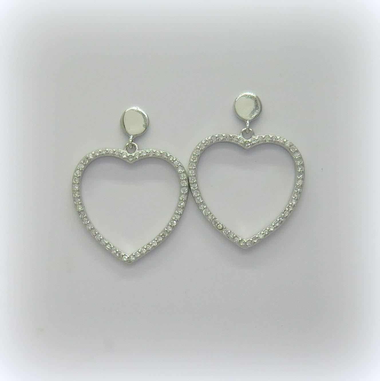 orecchini pendenti cuori in argento 925