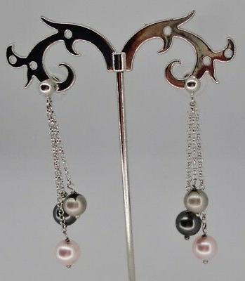 orecchini pendenti donna argento 925 perle vere
