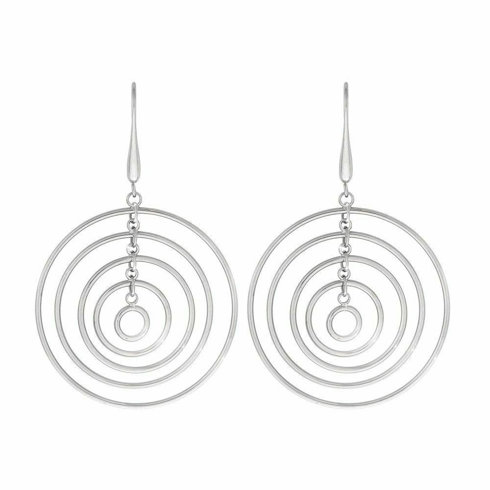 orecchini pendenti donna cerchio concentrico acciaio lady