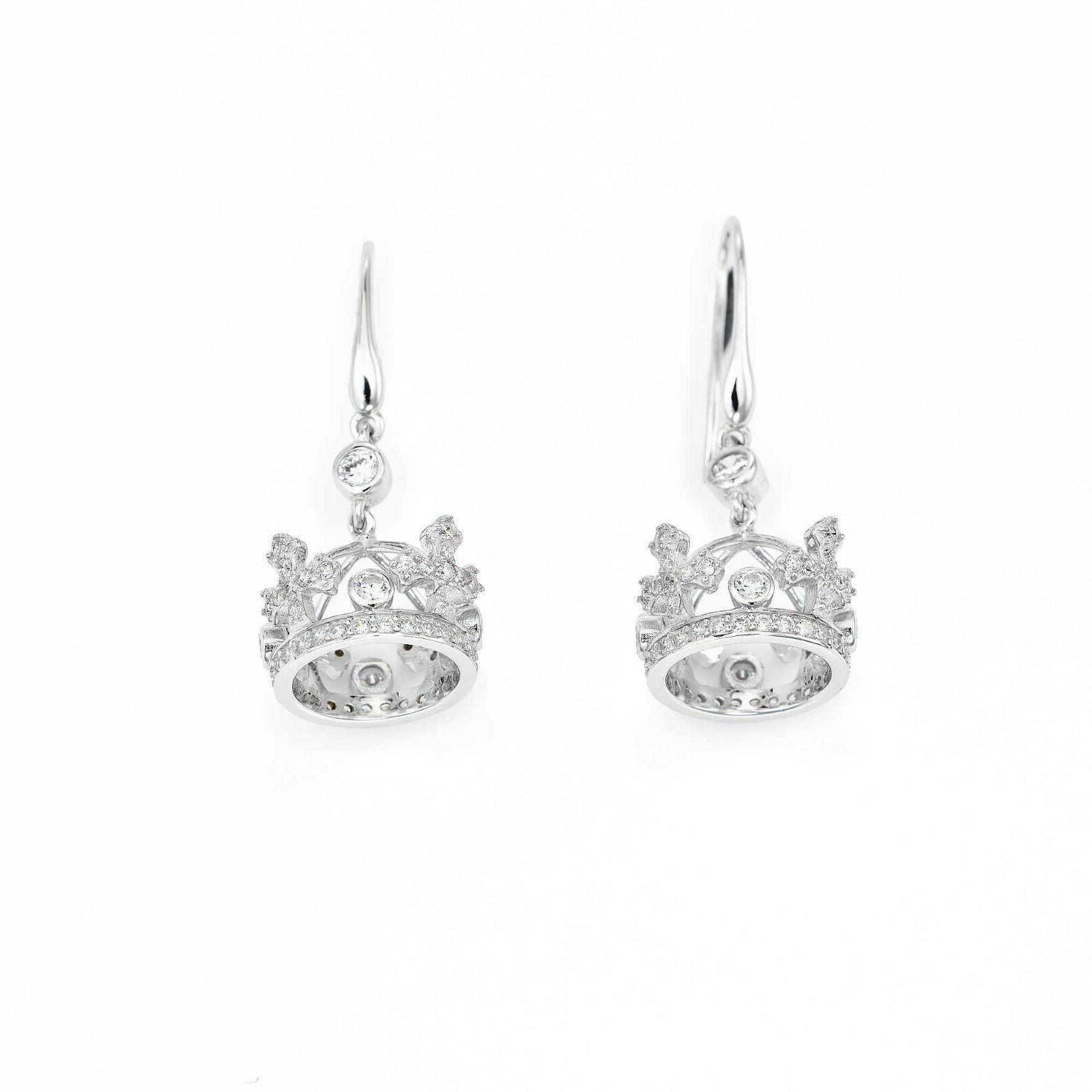 orecchini pendenti donna corona argento 925 ec1