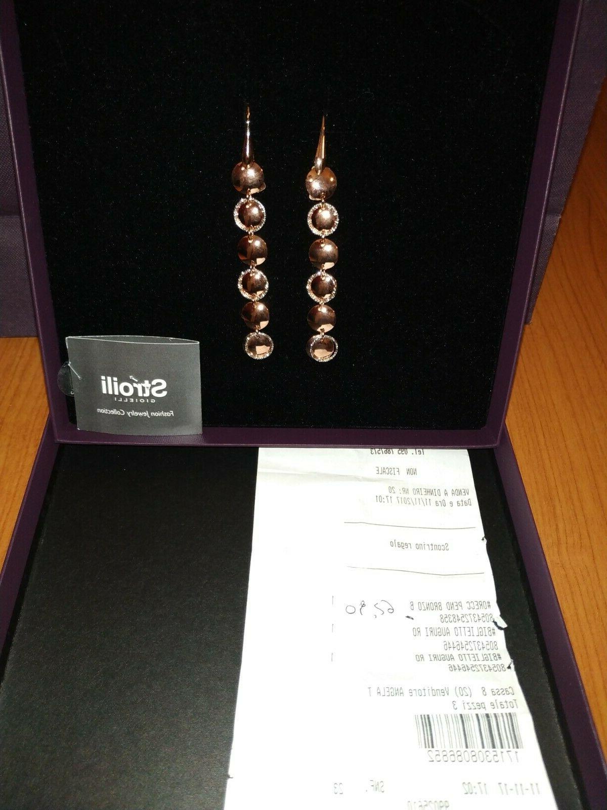 orecchini pendenti donna eclipse bronzo bicolore rosa
