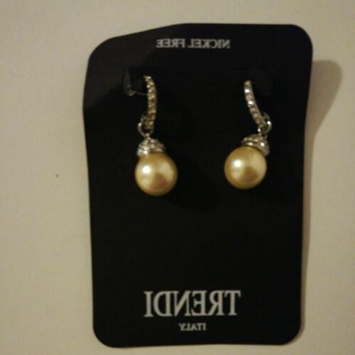 orecchini pendenti donna perle brillantini classic chic