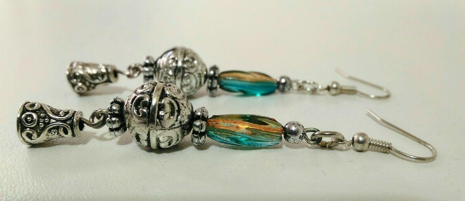 orecchini pendenti donna pietre colori verde acqua