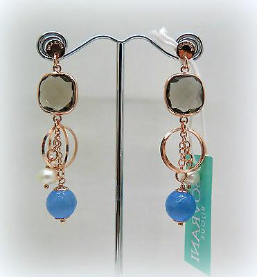 orecchini pendenti donna placcato oro rose perle