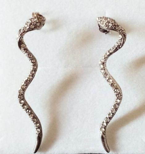 orecchini pendenti donna serpente argento 925 zirconi