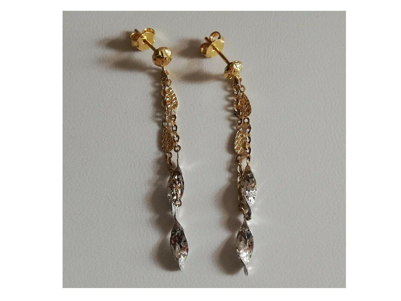 orecchini pendenti doppio filo in oro giallo