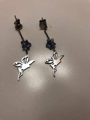 orecchini pendenti fatina e stellina lilla