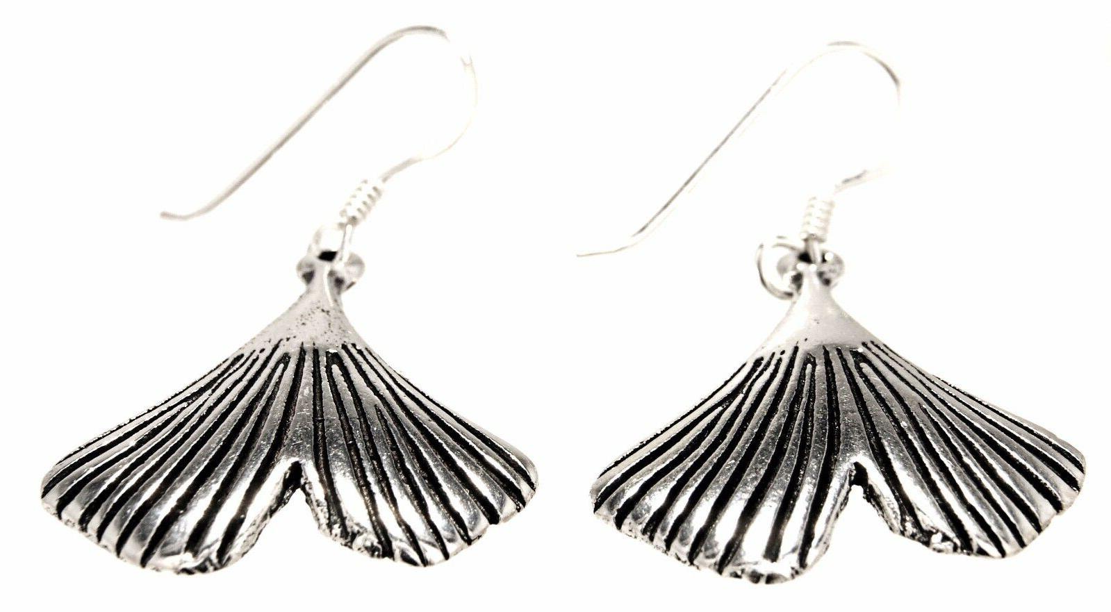 orecchini pendenti foglia di ginkgo in 925