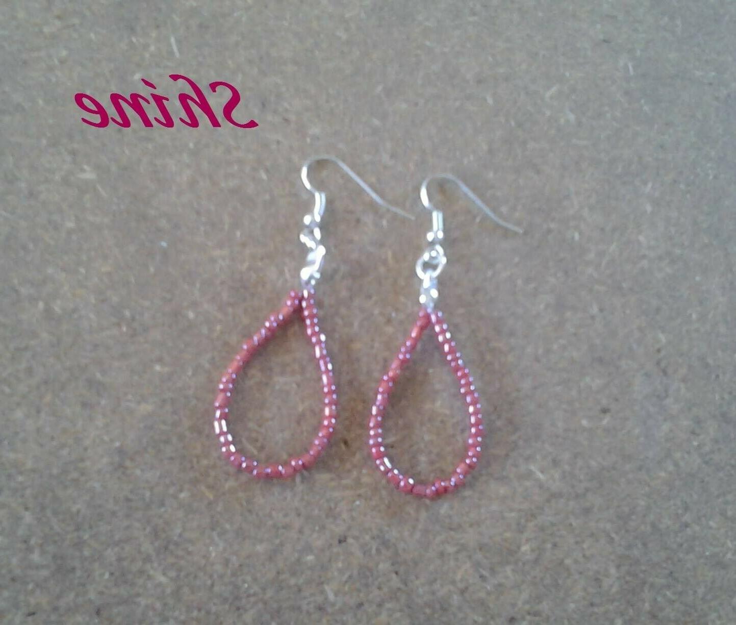 orecchini pendenti goccia donna perline rosa antico