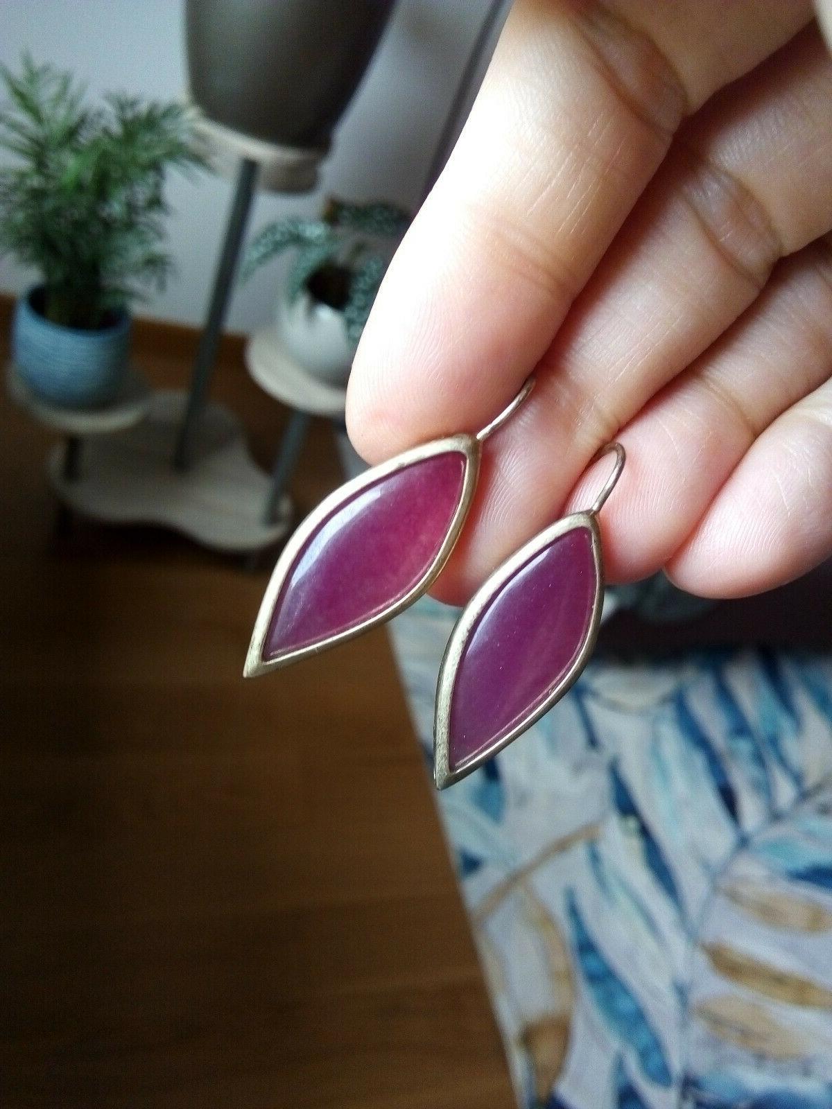 orecchini pendenti in bronzo con agata rosa