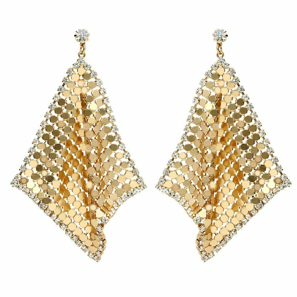 orecchini pendenti in metallo dorato rombo eleganti