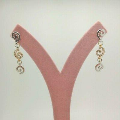 orecchini pendenti in oro giallo e bianco