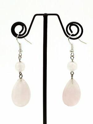 orecchini pendenti in quarzo rosa