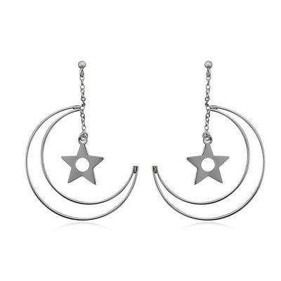 orecchini pendenti luna e stella in argento