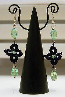 orecchini pendenti margherita uncinetto ovaline verdi monach