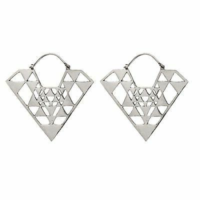 orecchini pendenti ottone argentato egiziano triangolo piram