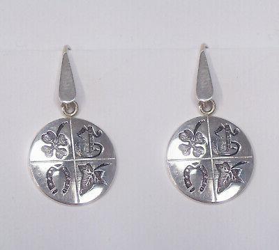 orecchini pendenti portafortuna in argento 925 quadrifoglio