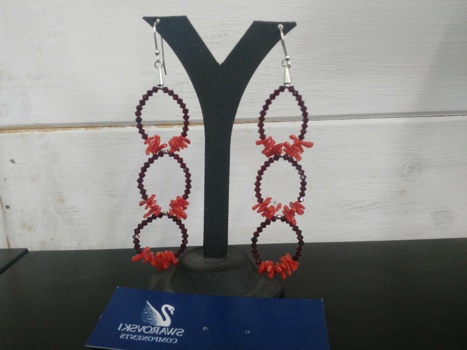 orecchini pendenti rosso rubino con corallo naturale