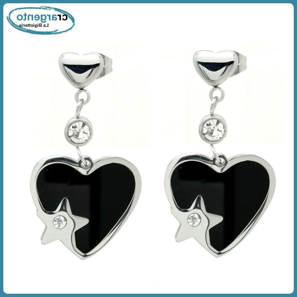 orecchini pendenti stella donna cuore acciaio inox