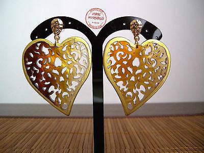 orecchini pendenti cuore color oro marrone bohemia