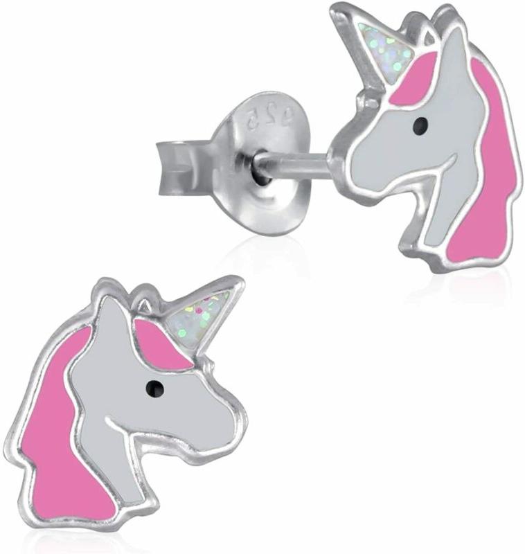 orecchini per bambina motivo unicorno rosa in