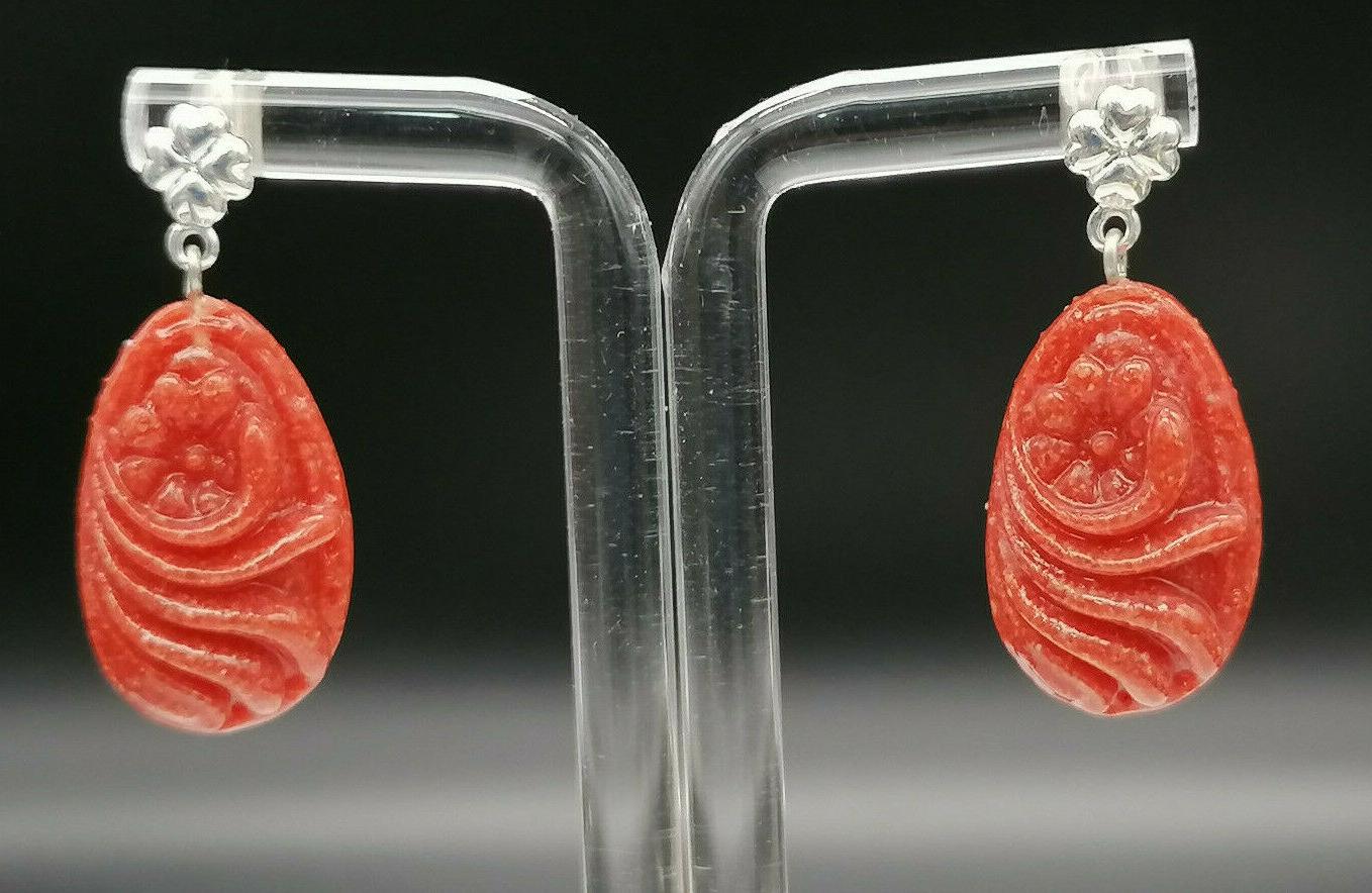 orecchini per donna pendenti corallo rosso in