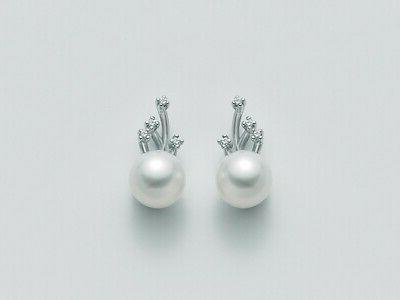 orecchini perla e diamanti in oro bianco