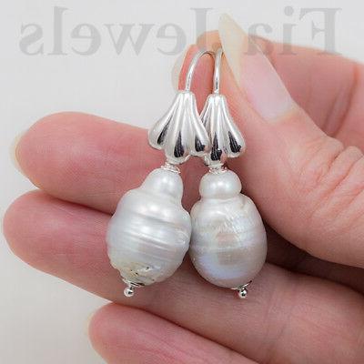 orecchini perle barocche grigie argento 925 earrings