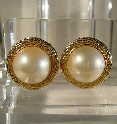 orecchini perle mabe a clips firmati vintage