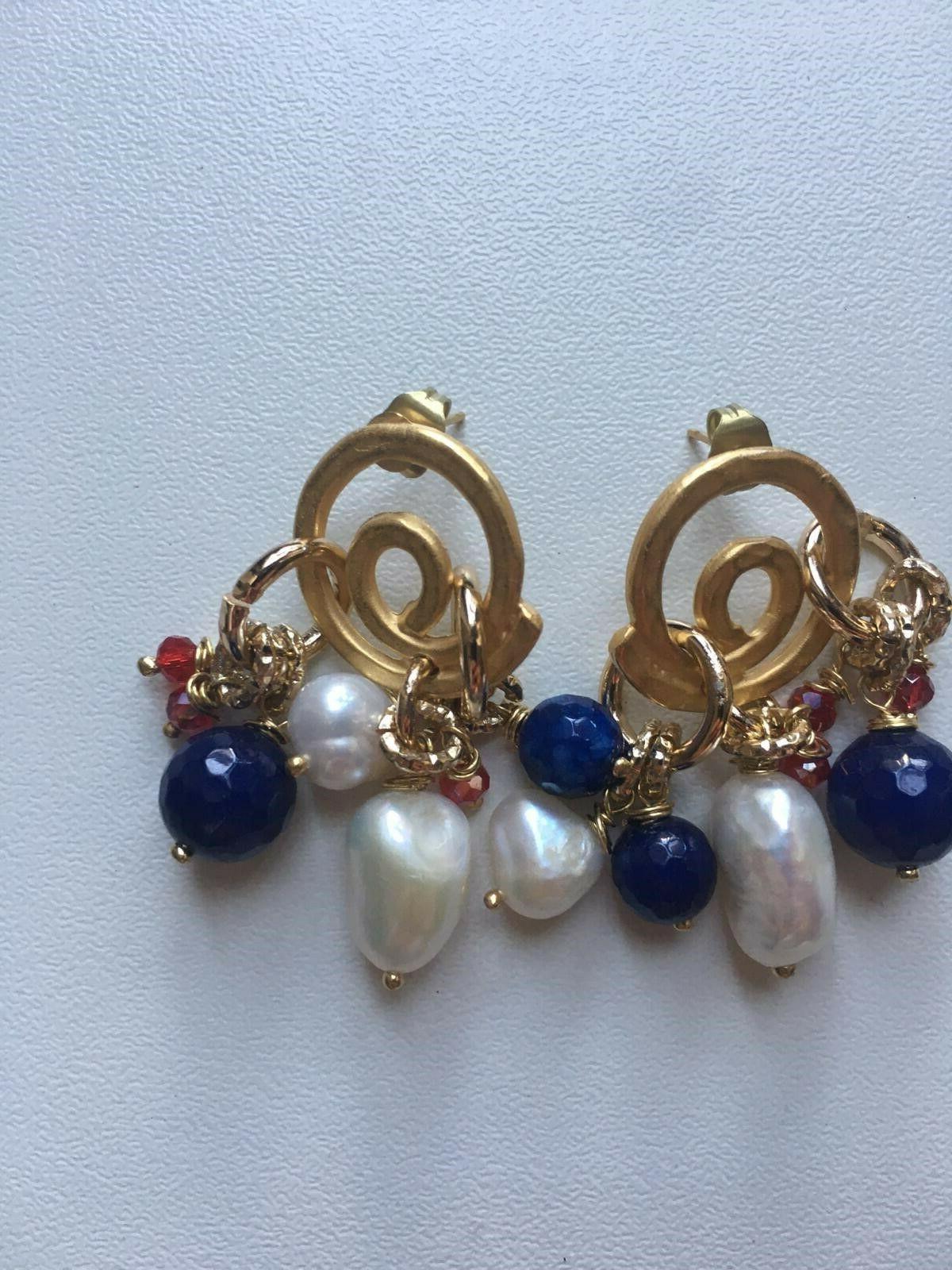 orecchini piastra di zama con perle swarovski