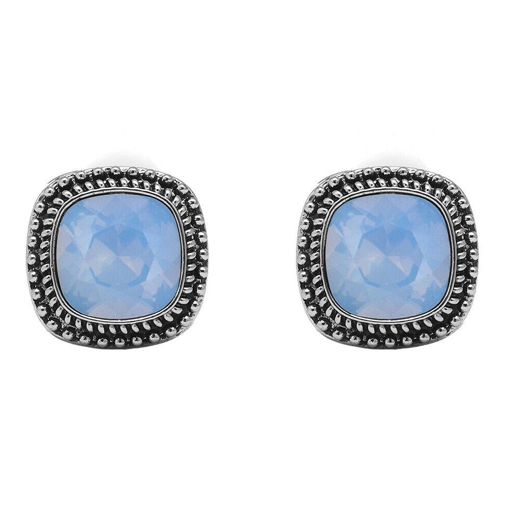 orecchini piazza cristallo swarovski clip blu opale