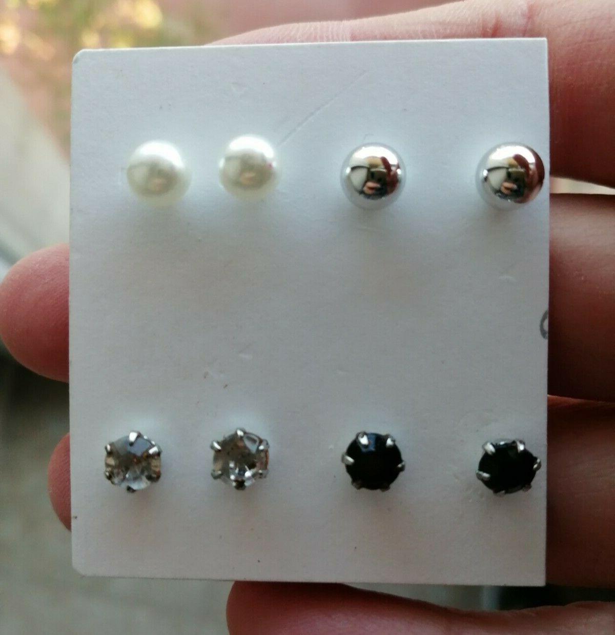 orecchini piccoli set 4 paia colori argento